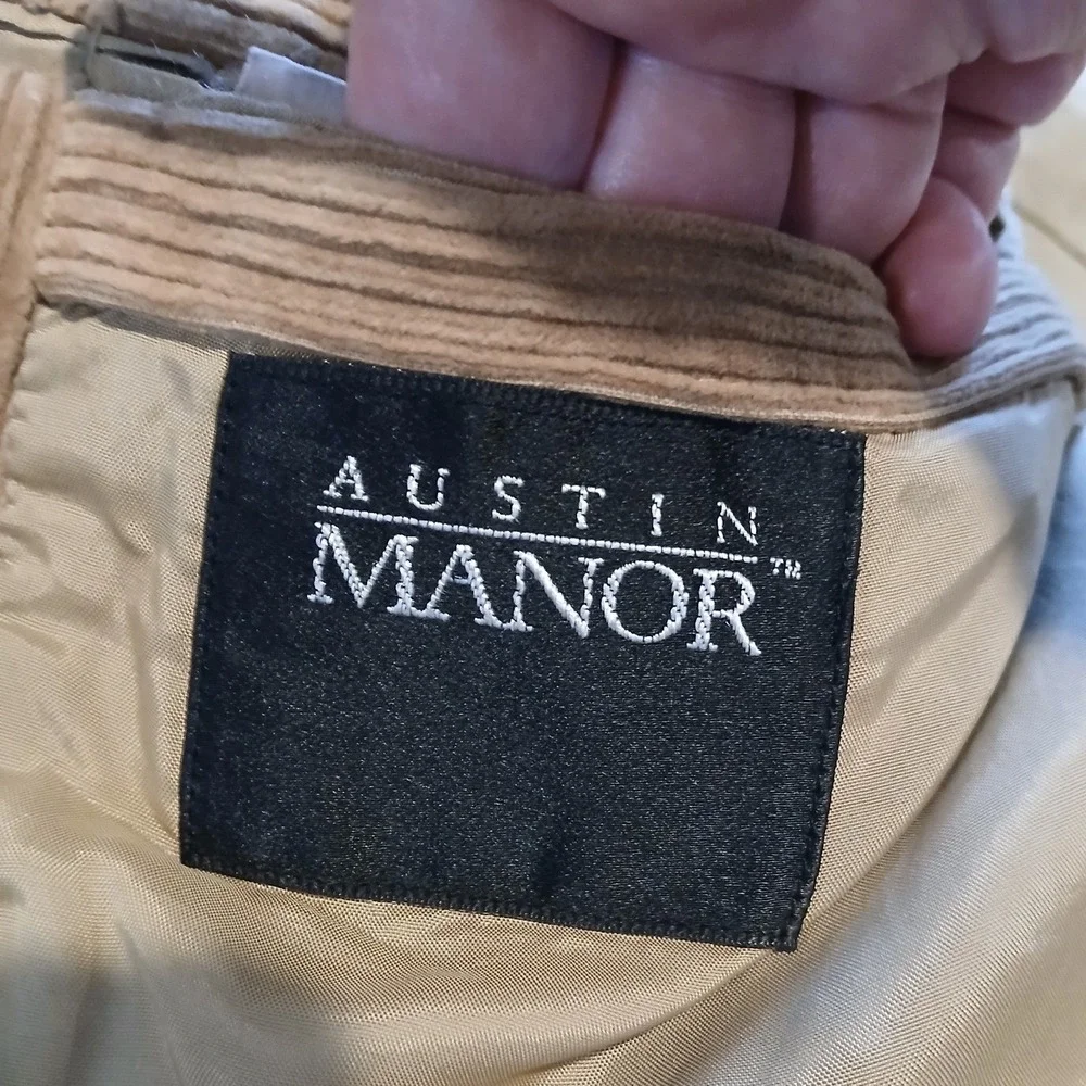 Austin Manor 44R Tan Corduroy Blazer Mens Jacket Elbow Patches Sport Coat